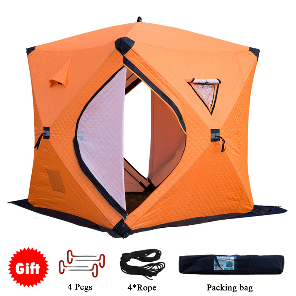 Cheap Goat Tents Portable Ice Fishing Shelter Three Layer Cotton Warm Winter Ice Fishing Tent 3 4 Person Outdoor Camping Tourist Tent for Fishing Tents 